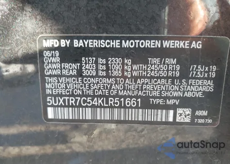 2019 BMW X3 Sdrive30I z USA, uszkodzony, nr VIN 5UXTR7C54KLR51661